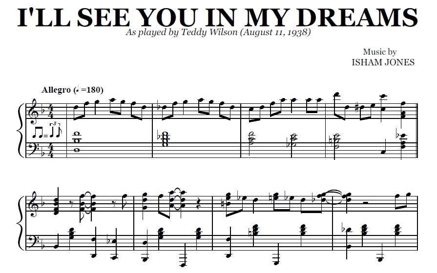I'll See You In My Dreams Teddy Wilson (Partition) PDF Transcription